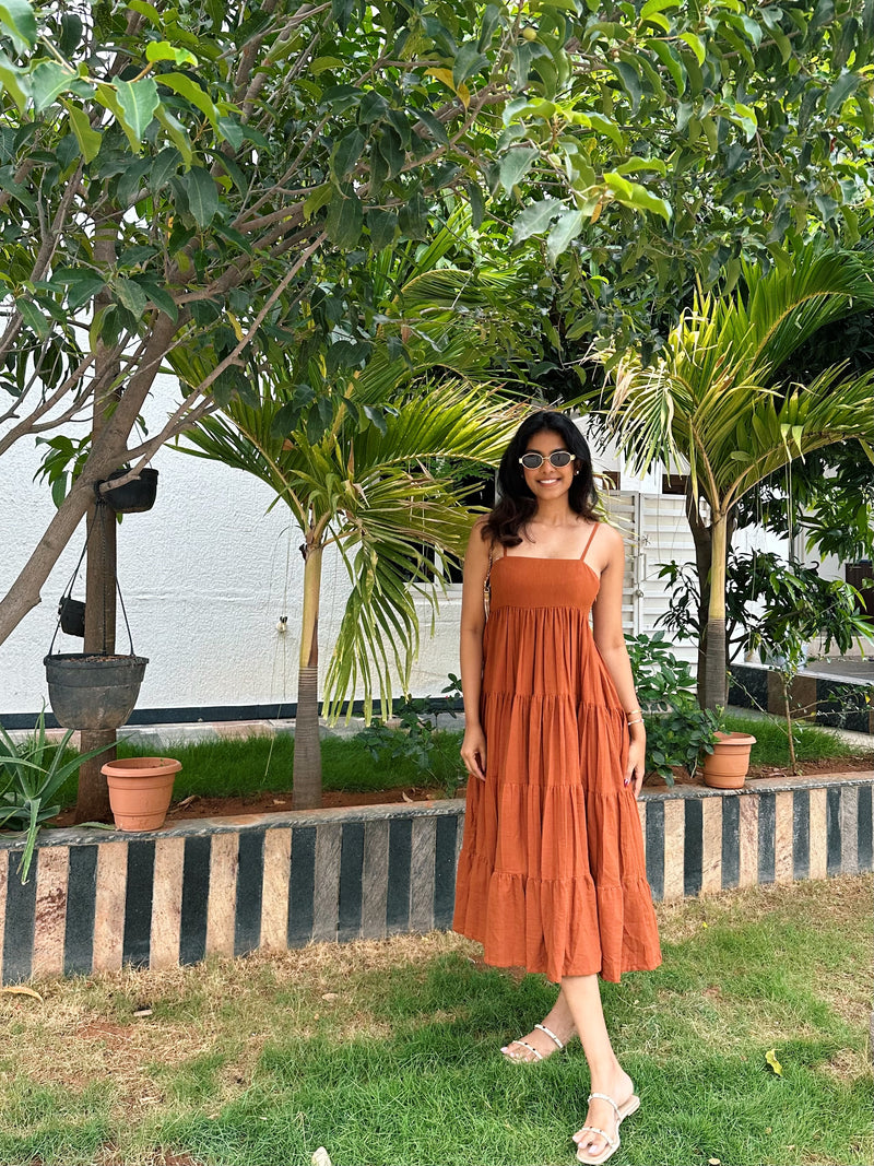 orange cotton dress for women 100% Cotton Orange Floral Button Front Midi Dress - All Dresses