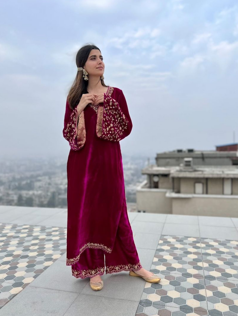 Velvet kurta pajama hotsell