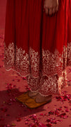 Bright Red embroidered Anarkali set of 3