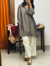 Metallic Grey embroidered kurta set of 2