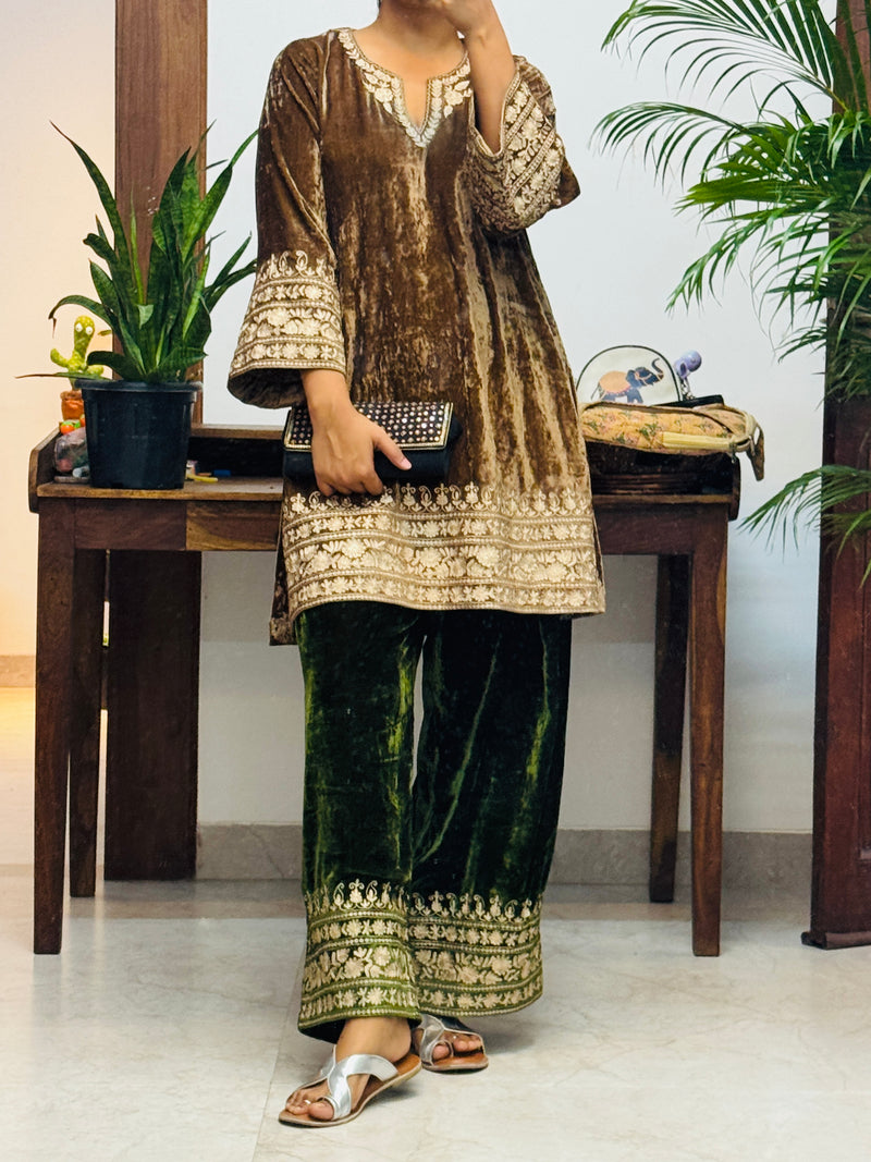 Velvet Kurta farshi salwar Set of 2