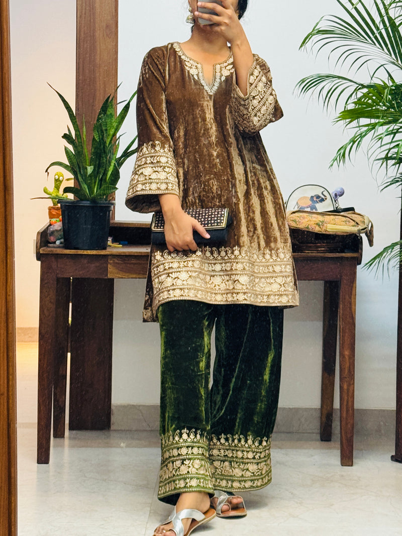 Velvet Kurta farshi salwar Set of 2