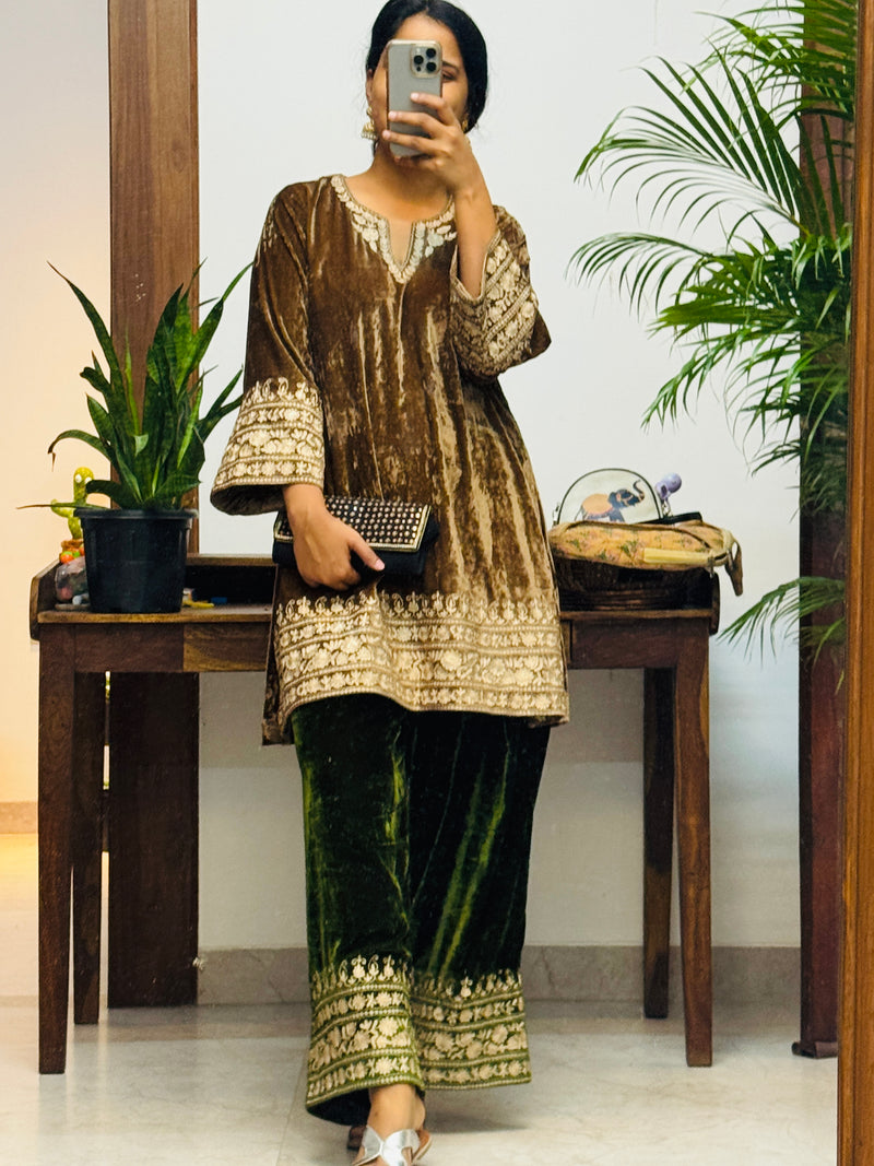 Velvet Kurta farshi salwar Set of 2