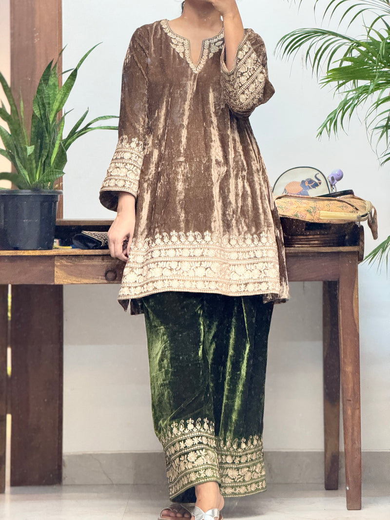 Velvet Kurta farshi salwar Set of 2