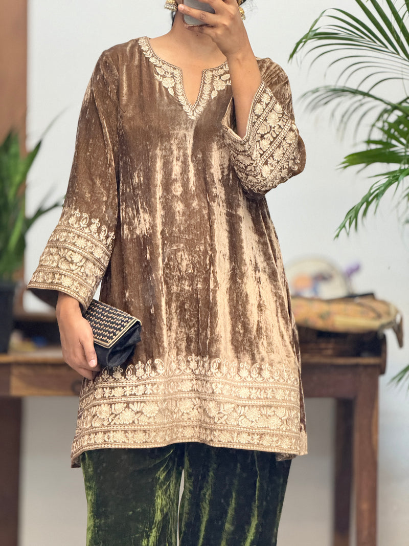 Velvet Kurta farshi salwar Set of 2