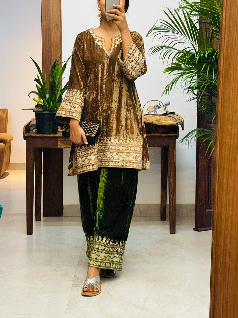 Velvet Kurta farshi salwar Set of 2