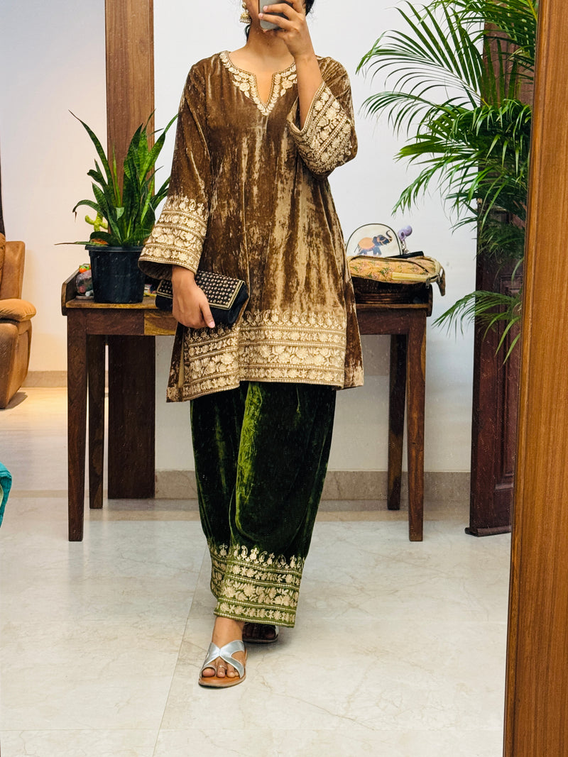 Velvet Kurta farshi salwar Set of 2