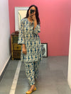 Short Teal blue printed Kurta set of 2