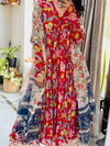 Bright Red Anarkali With Full Sleeves Set of 3