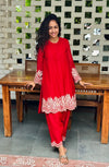 Crimson Red Kurta set of 2