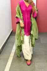 Short Pink Mul chanderi Farshi salwar Kurta set of 2