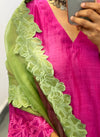 Short Pink Mul chanderi Farshi salwar Kurta set of 2