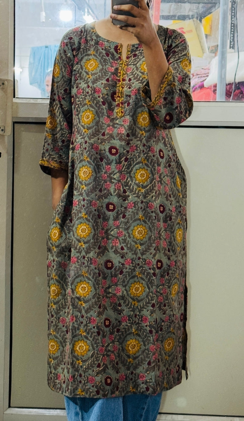 Green Hand block printed Kurta set of 2