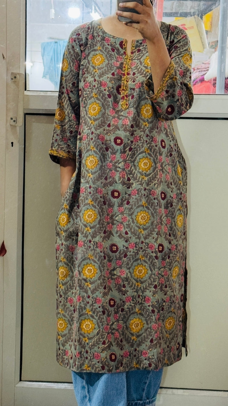 Green Hand block printed Kurta set of 2