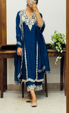 Blue Mul chanderi Suit Set of 3