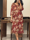 Maroon Hand block printed Kurta set of 2