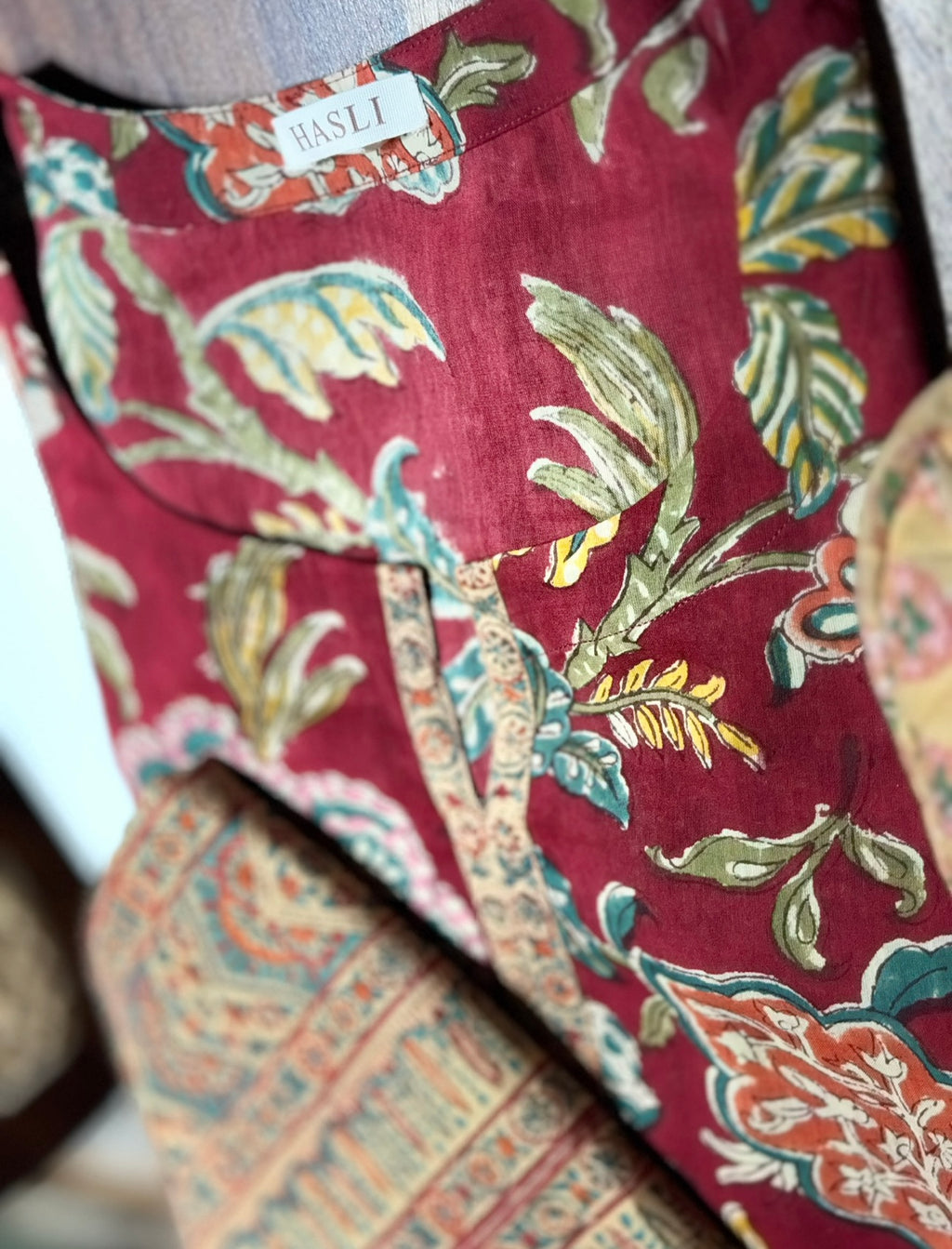 Maroon Hand block printed Kurta set of 2