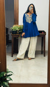 Royal Blue Mul chanderi Anarkali with Farshi Salwar