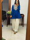 Royal Blue Mul chanderi Anarkali with Farshi Salwar
