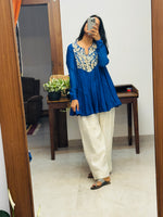 Royal Blue Mul chanderi Anarkali with Farshi Salwar