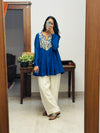 Royal Blue Mul chanderi Anarkali with Farshi Salwar