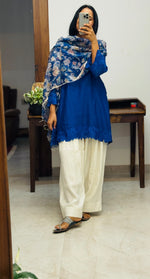 Short Royal Blue Mul chanderi Farshi salwar Kurta set of 2