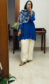 Short Royal Blue Mul chanderi Farshi salwar Kurta set of 2