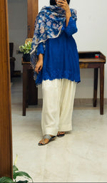 Short Royal Blue Mul chanderi Farshi salwar Kurta set of 2