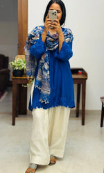 Short Royal Blue Mul chanderi Farshi salwar Kurta set of 2