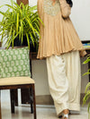 Beige Mul chanderi embroideredAnarkali with Farshi Salwar