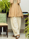 Beige Mul chanderi embroideredAnarkali with Farshi Salwar