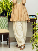 Beige Mul chanderi embroideredAnarkali with Farshi Salwar