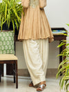 Beige Mul chanderi embroideredAnarkali with Farshi Salwar
