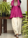 Pink Mul chanderi Anarkali and White Farshi Salwar
