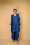 Royal blue embroidered kurta set of 2
