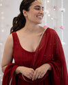 Red chanderi anarkali  Set of 3