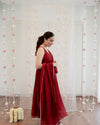 Red chanderi anarkali  Set of 3