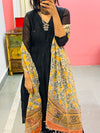 Black chanderi Pintucks detailing kurta Set of 3