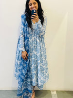 White Paisley Anarkali With Full Sleeves Set of 3
