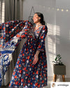 Blue Anarkali with Gotta detailing on bodice Set of 3