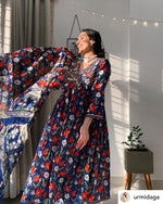 Blue Anarkali with Gotta detailing on bodice Set of 3