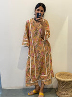 Mustard Yellow block print kurta Set of 2