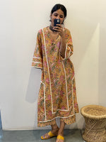 Mustard Yellow block print kurta Set of 2