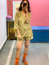 Green block printed Lounge set of 2