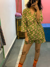 Green block printed Lounge set of 2