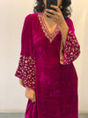 Pink Velvet Kurta Set of 2