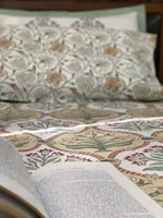 Off white Cotton block printed Double bedsheet