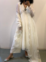Off white  anarkali with Embroidered dupatta set of 3