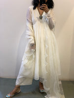 Off white  anarkali with Embroidered dupatta set of 3