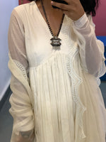 Off white  anarkali with Embroidered dupatta set of 3